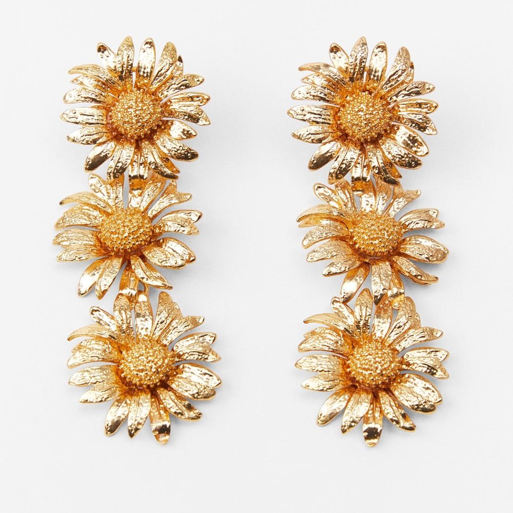 BLOGGER'S FAVE! Zara 2 Piece Set Daisy Earrings And Daisy Necklace NWT - Picture 12 of 16